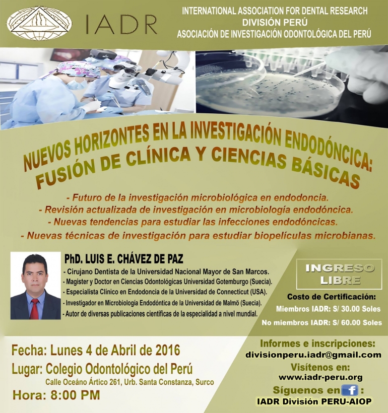 Conferencia Internacional: Nuevos Horizontes en la Investigación Endodoncica